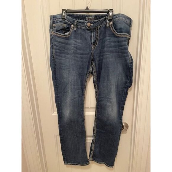 Silver Jeans Co.  WOMEN'S Tuesday Mid-Rise Bootcut Denim Jeans SZ 20/L33 WORN-IN - Picture 2 of 16